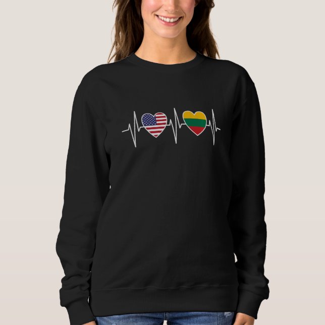 USA And Lithuania Lithuanian Flag Flags Premium T Shirt (Framsida)