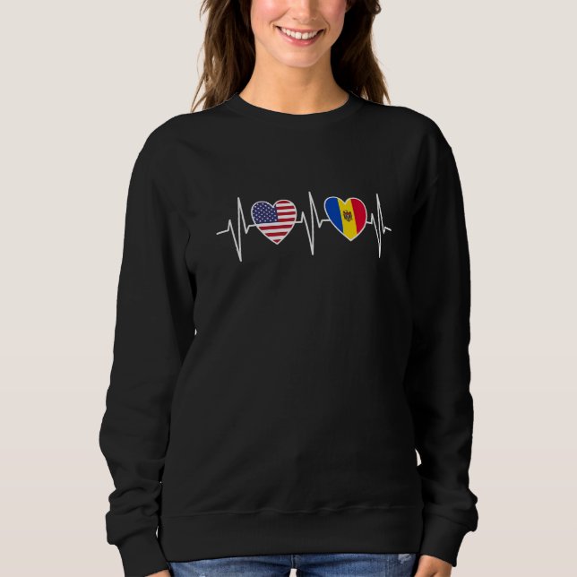 USA And Moldova Moldovan Flag Flags Premium T Shirt (Framsida)