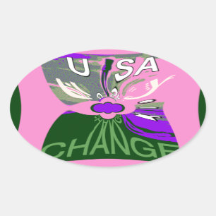 USA Ändra Art Skriv ut Ovalt Klistermärke