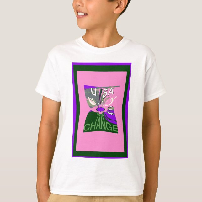 USA Ändra Art Skriv ut T Shirt (Framsida)