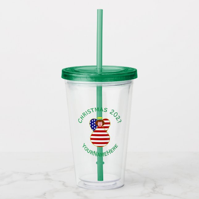 USA Angel Red Hair-Personligen Juli Flagga Take Away Mugg (Framsida)