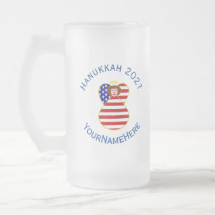 USA Ängel Rött Hår Hanukkah Flagga Personlig  Frostat Ölglas