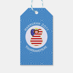 USA Ängel Rött Hår Hanukkah Flagga Personlig Presentetikett