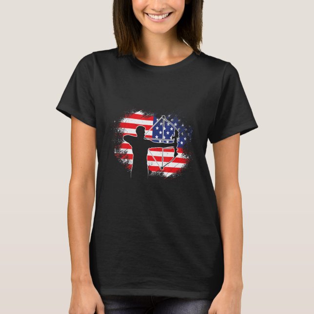 Usa Archery Us Flagga Archer Compound Bow 2 T Shirt (Framsida)