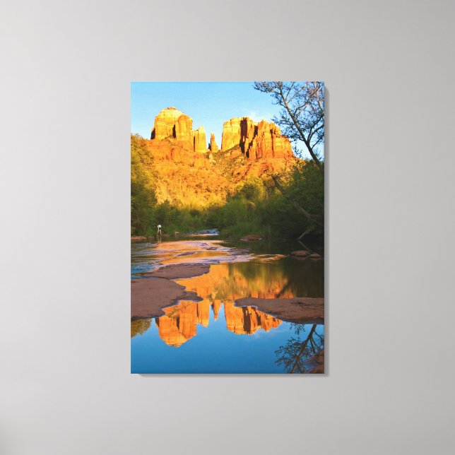 USA, Arizona. Cathedral Rock vid solnedgång Canvastryck (Framsida)