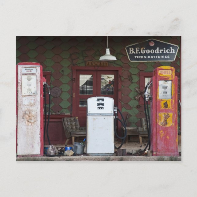 USA, Arizona. Klorid Ghost Town, old gas Vykort (Framsida)