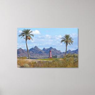USA, Arizona, Lake Havasu City. Fyr i närheten Canvastryck
