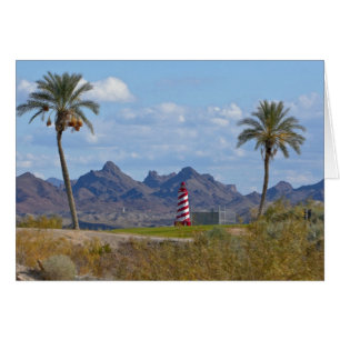 USA, Arizona, Lake Havasu City. Fyrtorn bredvid Hälsningskort