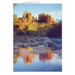 USA, Arizona, Sedona. Cathedral Rock reflekterande Hälsningskort