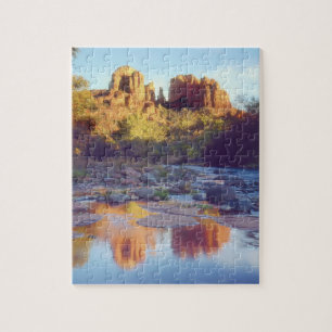 USA, Arizona, Sedona. Cathedral Rock reflekterande Pussel