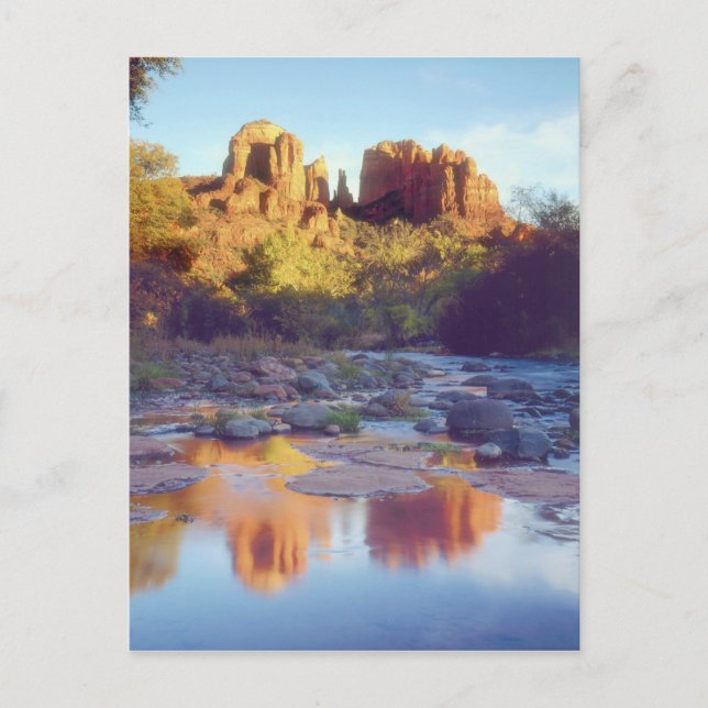 USA, Arizona, Sedona. Cathedral Rock reflekterande Vykort (Framsida)