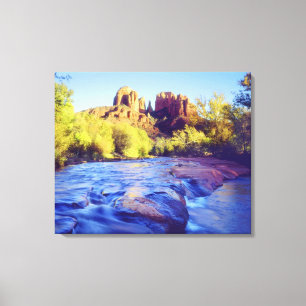 USA, Arizona, Sedona. Cathedral Rock reflekterar 2 Canvastryck