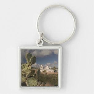 USA, Arizona, Tucson: Mission San Xavier del Bac 2 Fyrkantig Silverfärgad Nyckelring