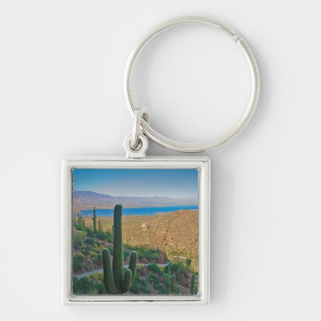 USA, Arizona. Visa från ingång till ton Fyrkantig Silverfärgad Nyckelring (Framsidan)