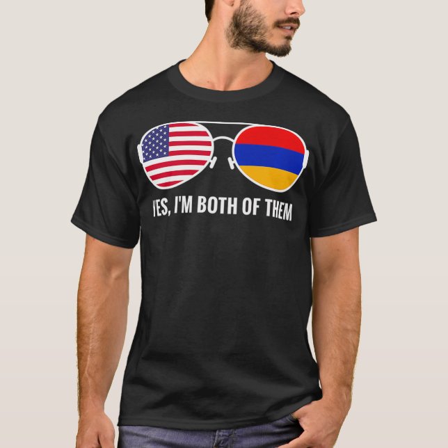 USA Armenia Flagga Sunglass Armeniska amerikaner T Shirt (Framsida)