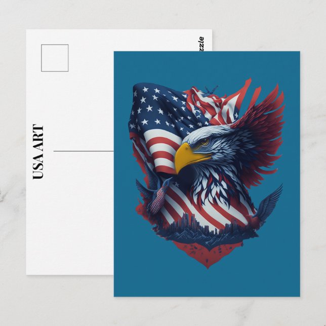 USA Art Eagle Röd Vit Blå Patriotism Frihet Vykort (Fram/baksida)