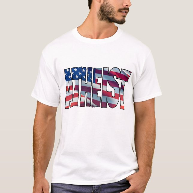 USA Ateist - Proud American Atheist T Shirt (Framsida)