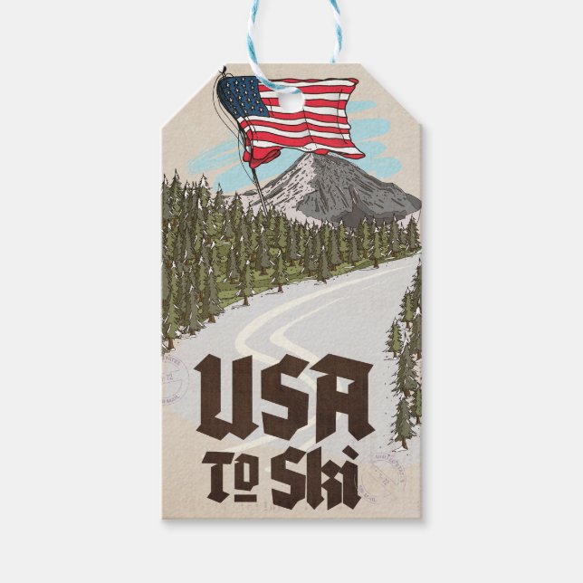 USA att åka skidor Presentetikett (Framsidan)