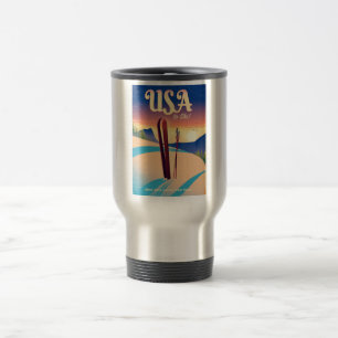 USA "Att åka skidor" Vintage stil reseaffisch Resemugg