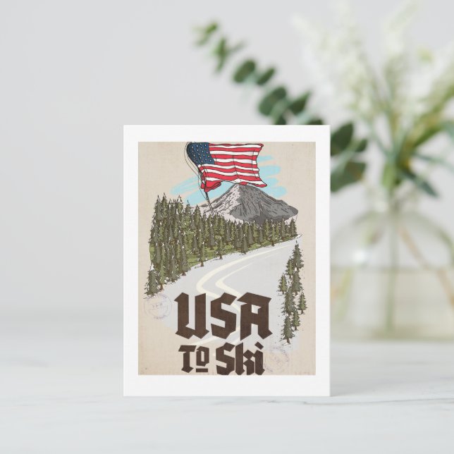 USA att åka skidor Vykort (Stående Fram)
