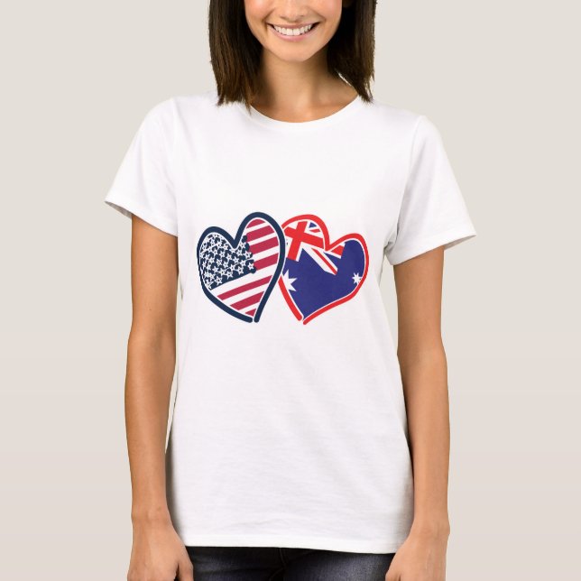 USA—Austrailia-Kärlek T Shirt (Framsida)