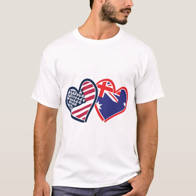 USA—Austrailia-Kärlek T Shirt (Framsida)