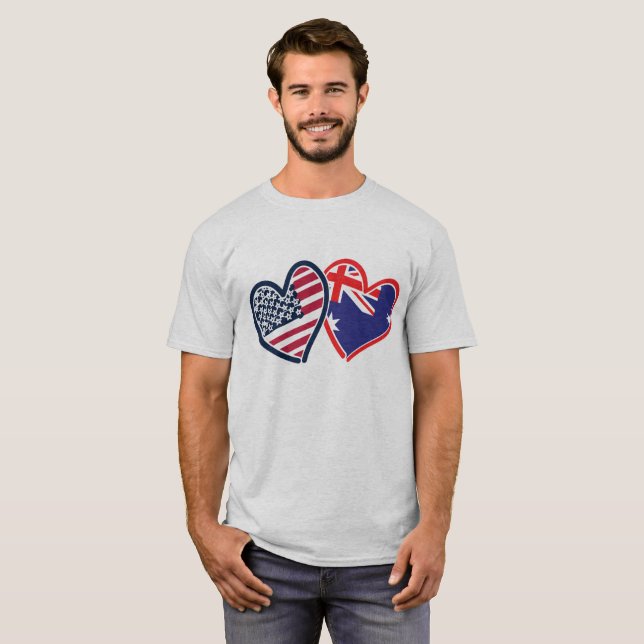 USA Australien Kärlek T Shirt (Hel framsida)