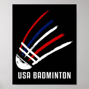 Usa Badminton Shuttle Rött vitt blått Poster