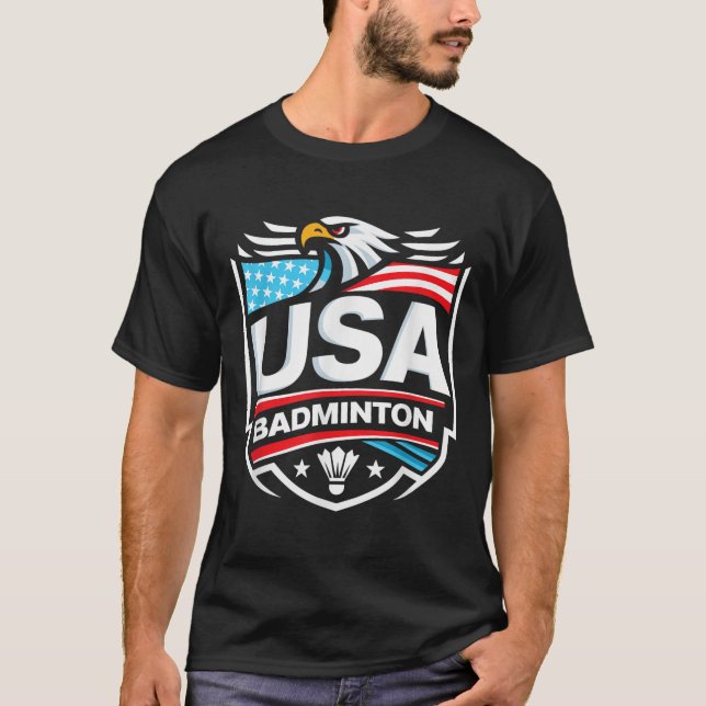 Usa Badminton  T Shirt (Framsida)
