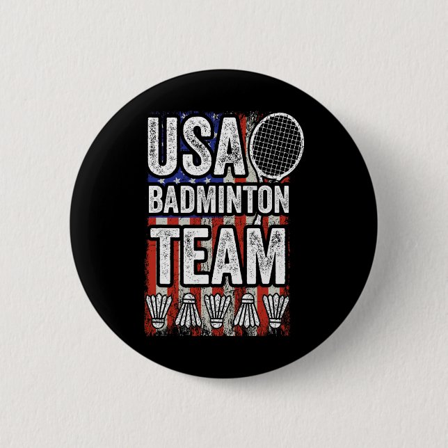 Usa Badminton Team American Flagga Funny Badminton Knapp (Framsida)