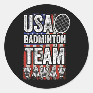 Usa Badminton Team American Flagga Funny Badminton Runt Klistermärke