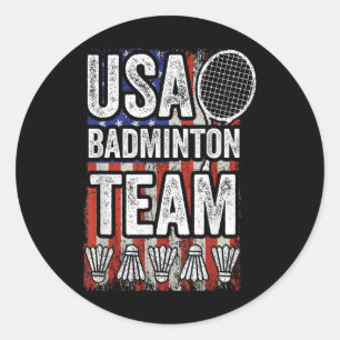 USA Badmintonlag Amerikansk flagga Rolig badminton Runt Klistermärke