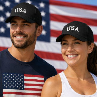 USA-båge varsity-bokstäver vit text Broderad Keps