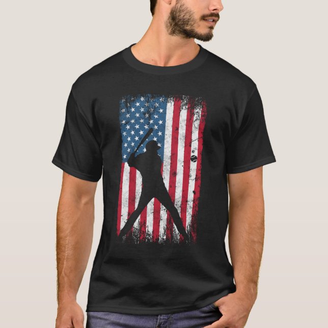 USA Baseball Flagga T Shirt (Framsida)