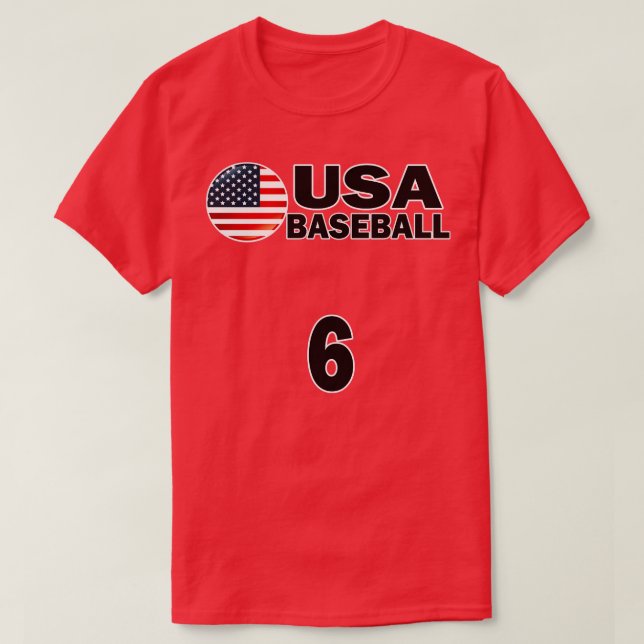 USA Baseball nummer 6 Tshirt Design T Shirt (Design framsida)