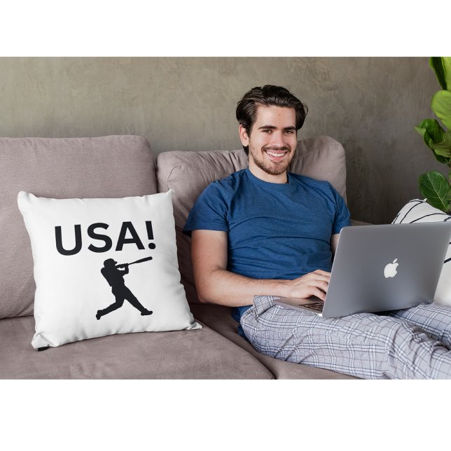 USA basebollspelare som använder punkt som boll Kudde (Skapare uppladdad)