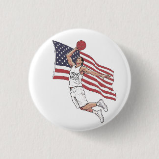 USA Basketboll Slam Dunk Amerikansk Flagga Färgkon Knapp