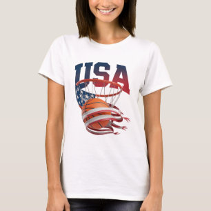 USA Basketboll Tröja, Patriotisk Amerikansk Flagga T Shirt