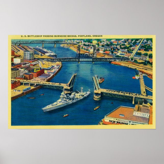 USA-batteri som passerar genom Portland Poster (Framsidan)
