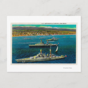 USA Battleships förankrade vid Long Beach Vykort
