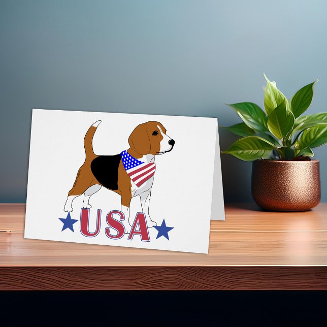 USA Beagle All American Hund Patriotic Note Card OBS Kort (USA Beagle All American Dog Patriotic Note Card)