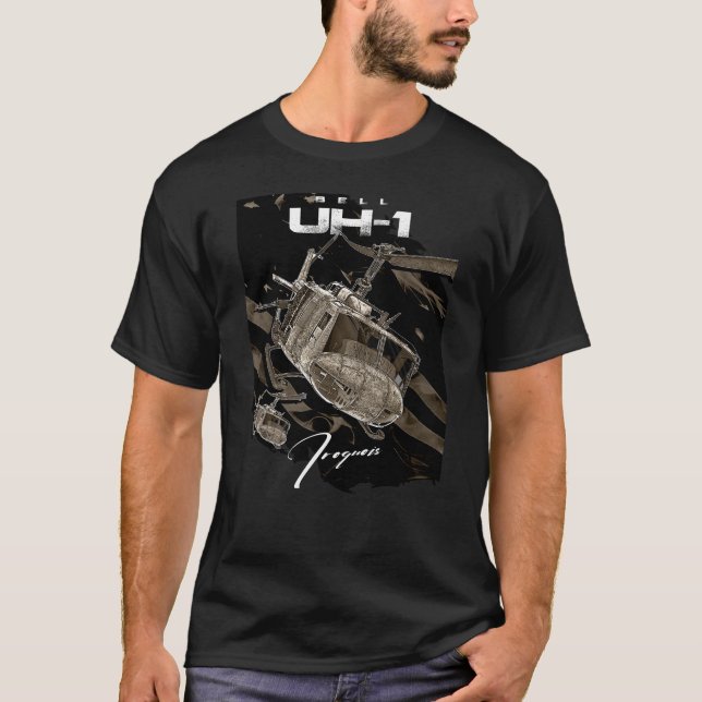 USA Bell UH-1 Iroquis Helicopter T Shirt (Framsida)