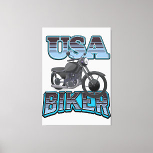 USA BIKER LOGOTYP CANVASTRYCK