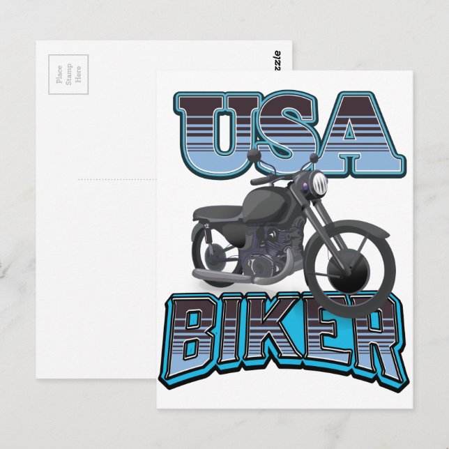 USA BIKER LOGOTYP VYKORT (Fram/baksida)