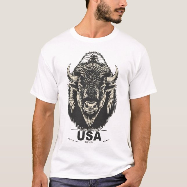 USA Bison T Shirt (Framsida)