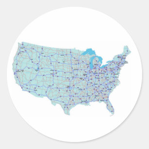 USA Blue Karta Sticker Runt Klistermärke