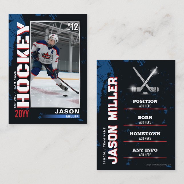 USA Blue Red Hockey Trading Card Hockey Gifts (Fram/baksida)