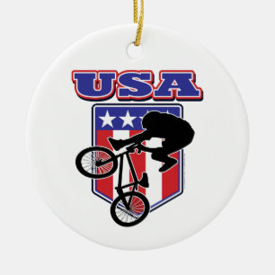 USA BMX-Biker Julgransprydnad Keramik