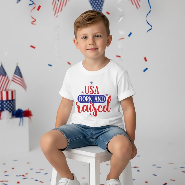USA Born och Raising 4 juli T-Shirt för barn (Skapare uppladdad)