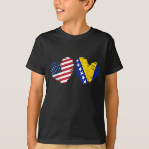 USA Bosnien och Hercegovina Flagga Heart Bosnian A T Shirt